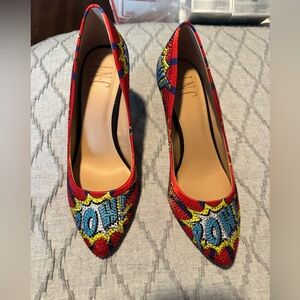 Comic book superhero high heels, 3 in heel